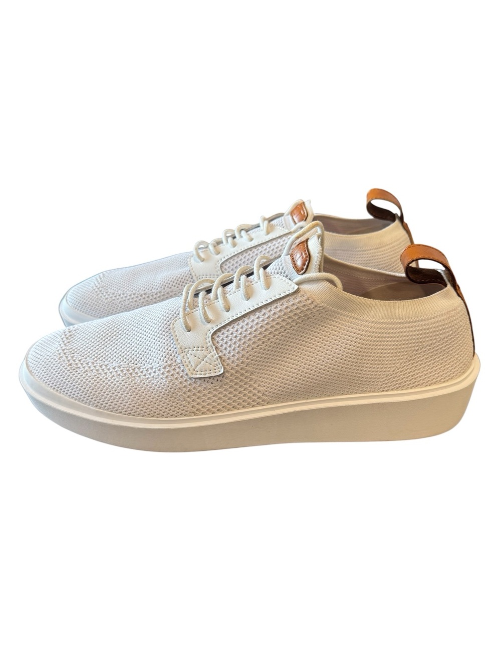 BYLT Lido Knit Shoes Sneakers Low Top Lace Up Comfort ALL White Mens SZ 12
